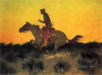 Frederic Remington Painting - Contra el atardecer Viejo oeste americano Frederic Remington